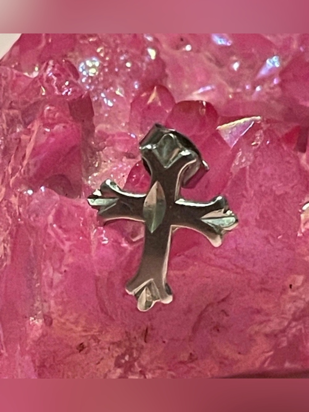 Sterling Silver Diamond Cut Cross Single Pierced Earring #7847